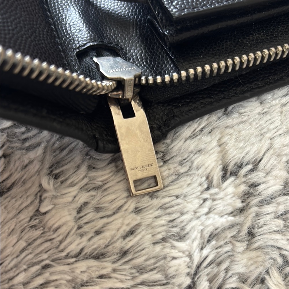Saint Laurent Paris Zip Around Wallet in Embossed Leather EUC - Picture 2 of 9